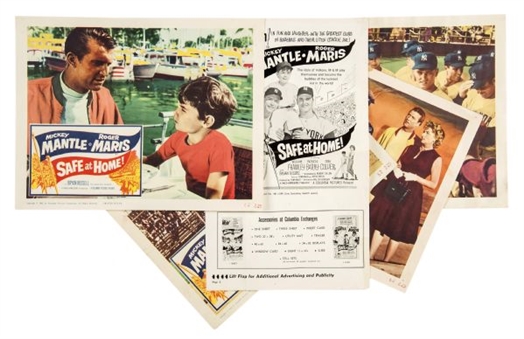 Mickey Mantle & Roger Maris Safe At Home Lobby Cards (4) and Rare Promotional Brochure
